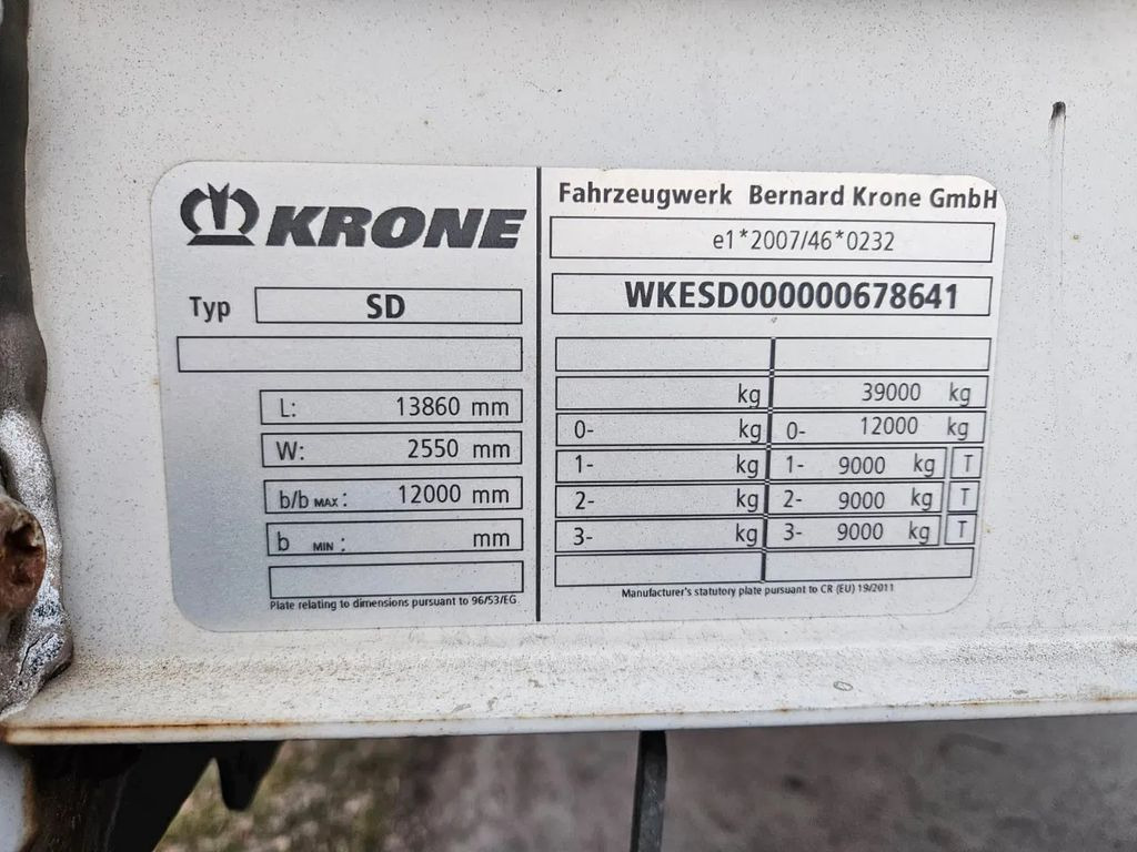 Poluprikolica sa ceradom Krone SD XL Code, Lifting Axle A: slika 9