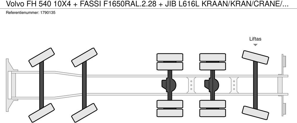 Kamion sa dizalicom, Kamion sa tovarnim sandukom Volvo FH 540 10X4 + FASSI F1650RAL.2.28 + JIB L616L KR: slika 29